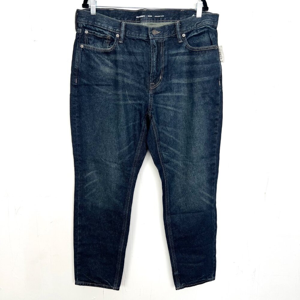NWT Old Navy Straight Taper Jeans Dark Wash Men's Size 38x30